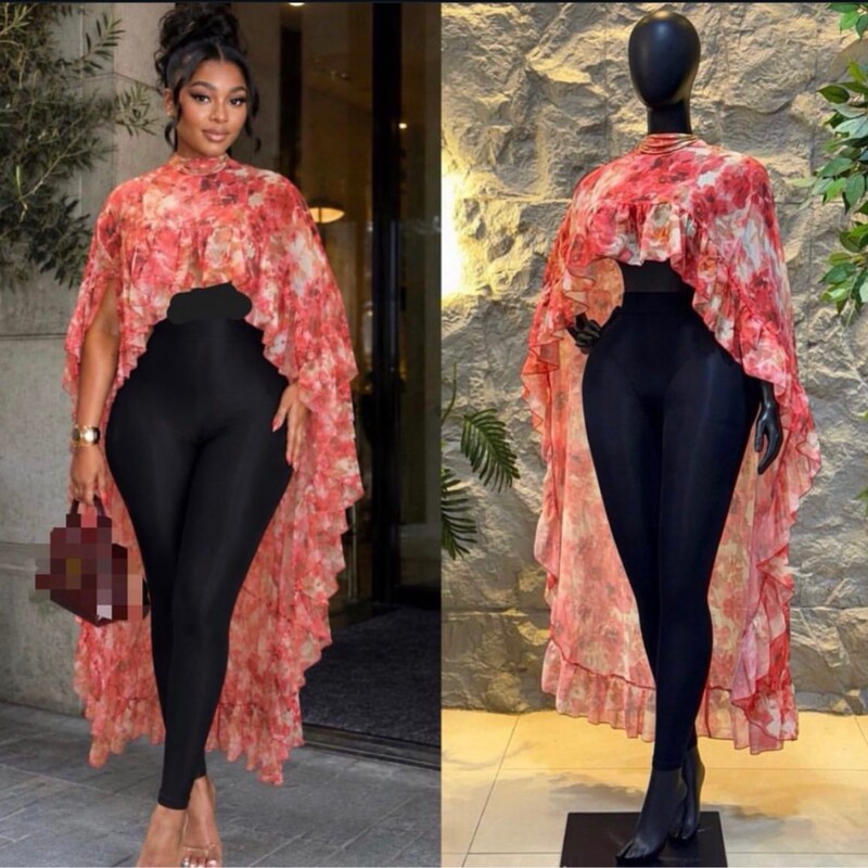 Cross-border African women's clothing 2026 autumn new casual elegant irregular print ruffled long shirt top Cross-border African women's clothing 2026 autumn new casual elegant irregular print ruffled long shirt top