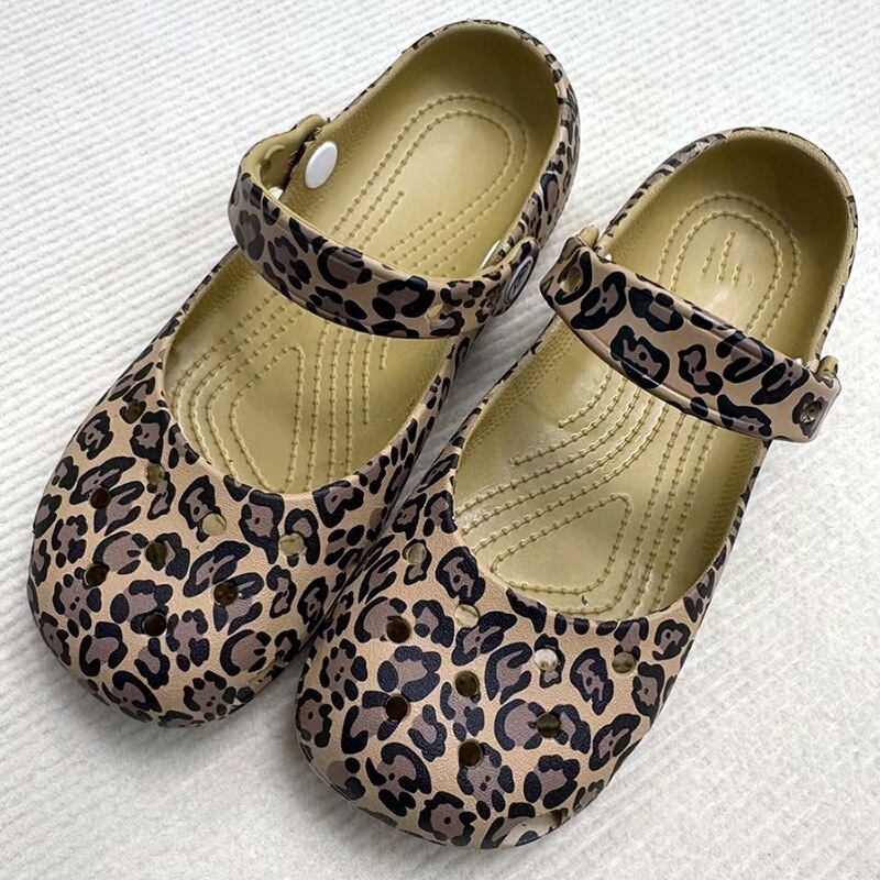 Putian Ka Jia Ballet Leopard Print Ballet Style Clogs for Women Korean Version Summer Closed-Toe Lightweight Mary Jane Sandals Putian Ka Jia Ballet Leopard Print Ballet Style Clogs for Women Korean Version Summer Closed-Toe Lightweight Mary Jane Sandals