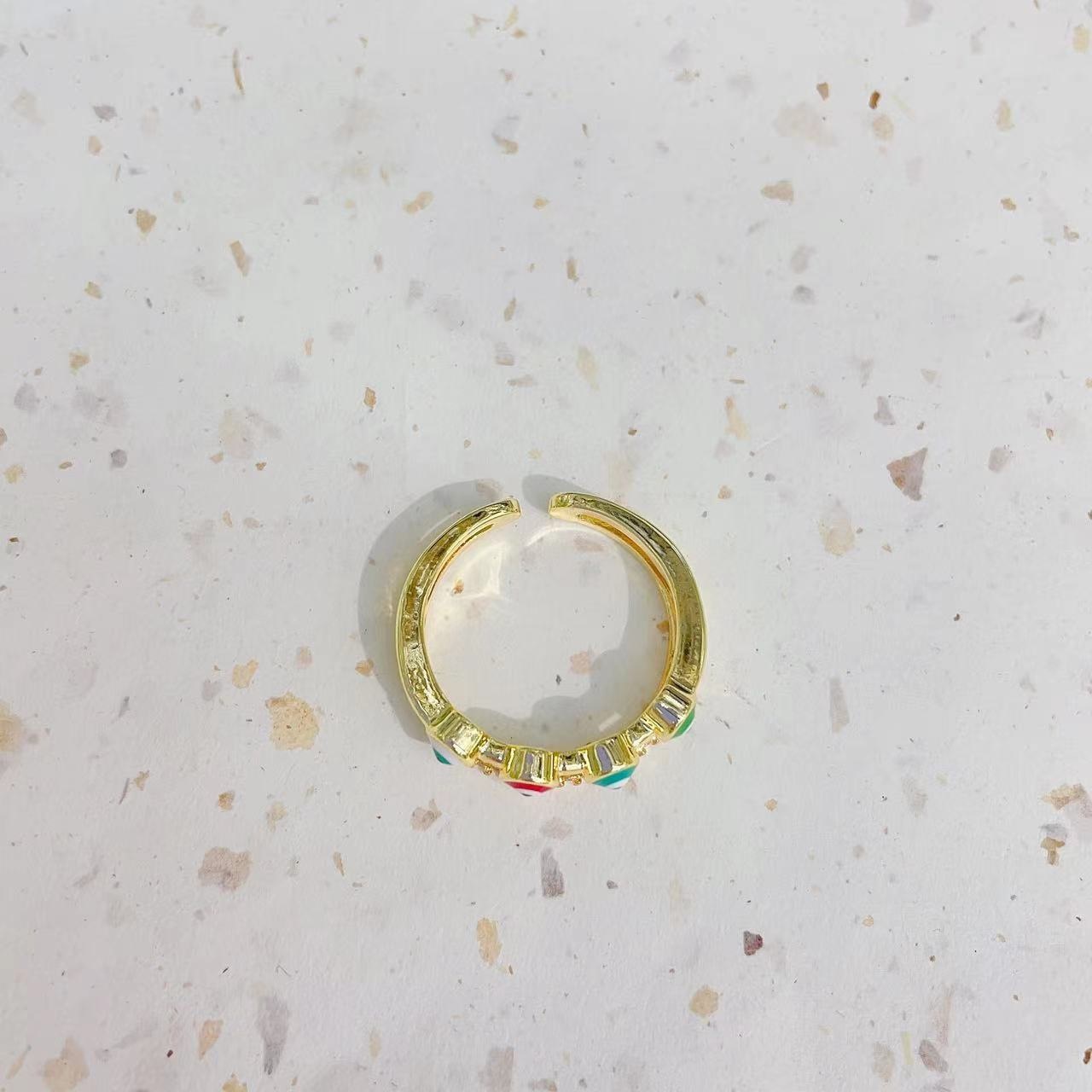 Ethnic Style Eye Copper Plating Inlay Zircon Open Ring 1 Piece