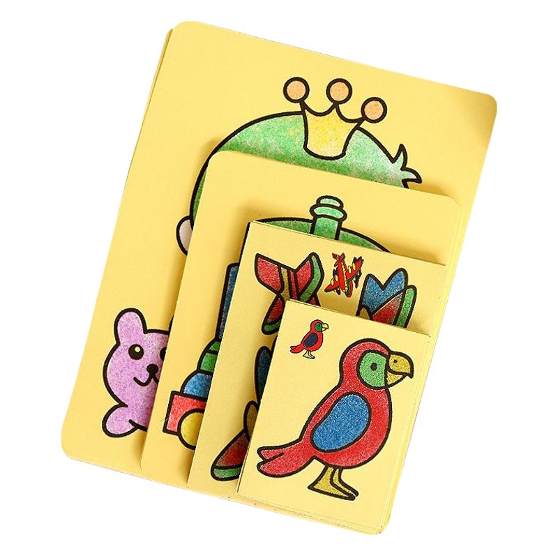 T juguetes educativos de dibujos animados de arena mediana pintura jardín de infantes DIY material hecho a mano haciendo niños con arena de seis colores fabricante
