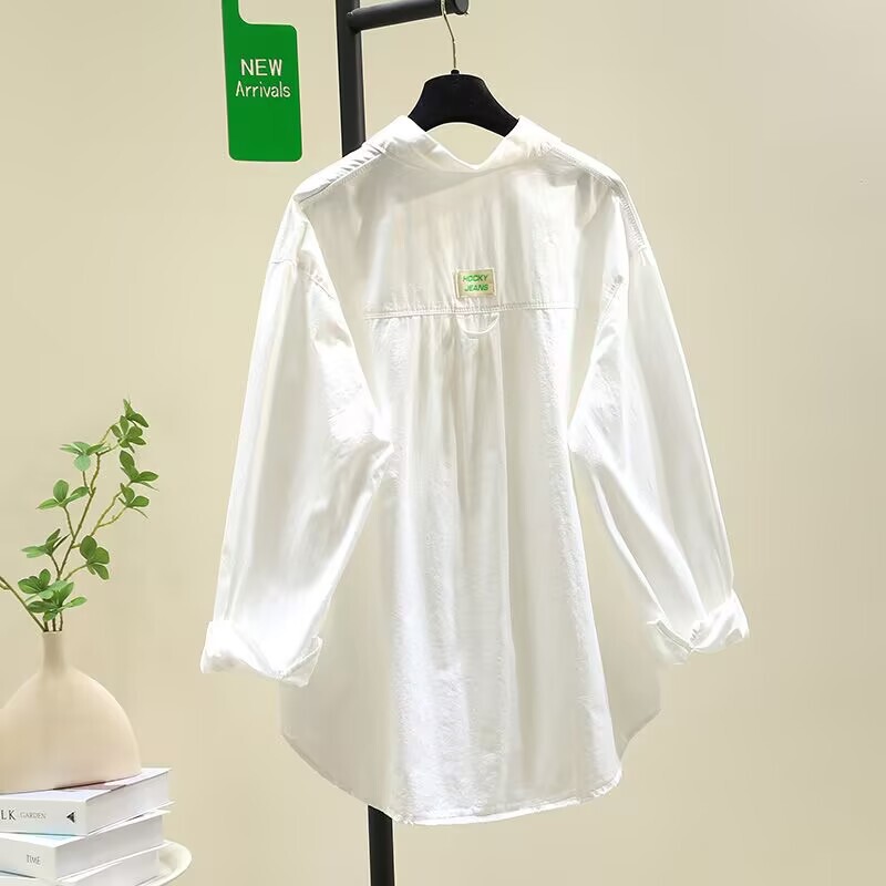 高品質綿春と秋の薄い長袖シャツ女性のための 2025 新しい韓国スタイルのルーズファッションカーディガンシャツアウターウェア|undefined