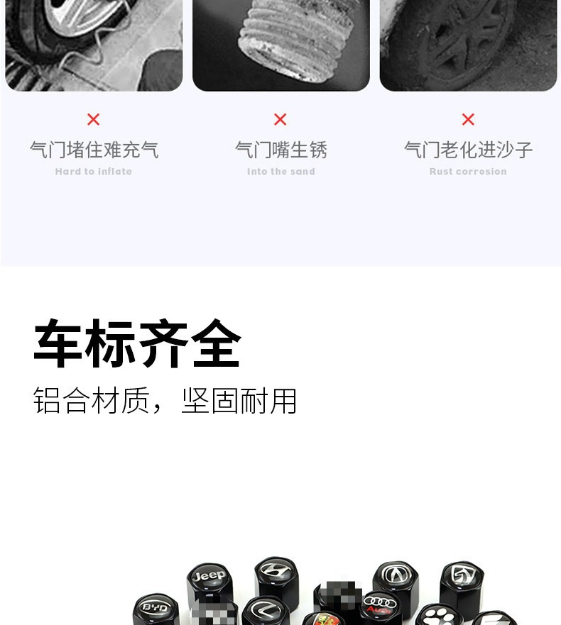 Car Tire Valve Cap Personalized Valve Head Cap Anti-Deflation Silver Wrench Alloy Valve Core Valve Cap Nut