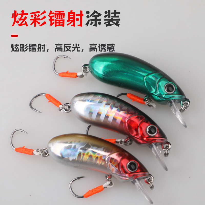 Señuelo de pesca tipo pez pequeño CC40 de hundimiento lento, ultra-largo alcance, tipo chubby minnow para peces mandarín y cabeza de serpiente, cebo artificial.