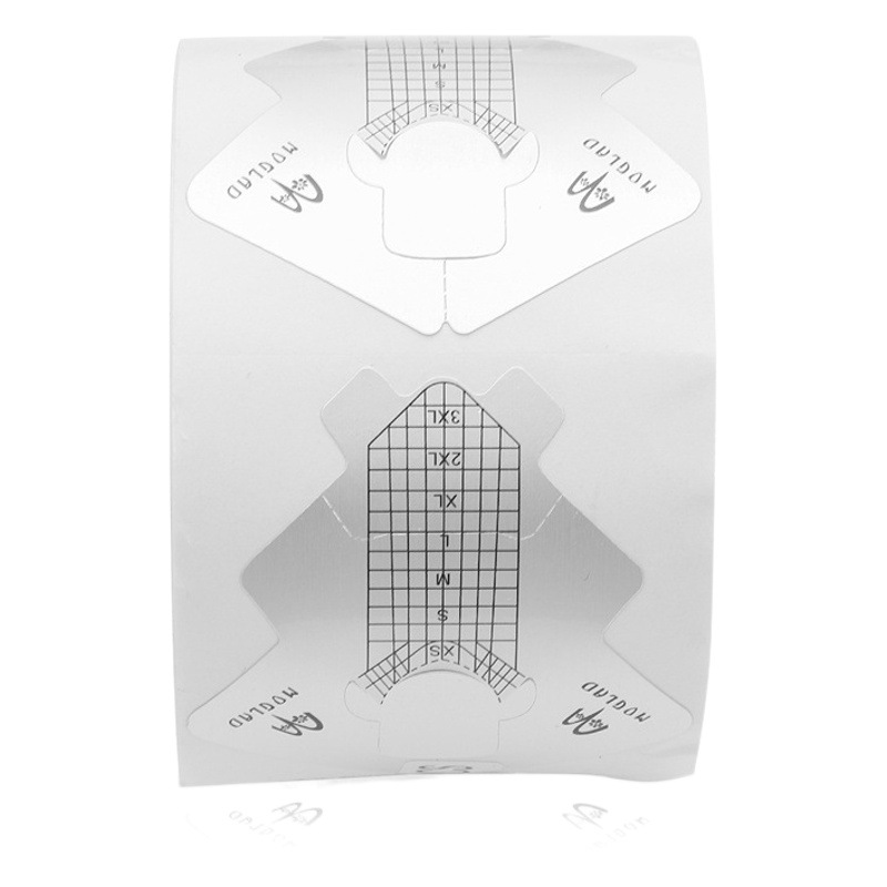 Soporte de papel de uñas en forma de pez papel de aluminio engrosado transfronterizo Herramienta de uñas de extensión de fototerapia francesa Soporte de papel de 100/300 piezas