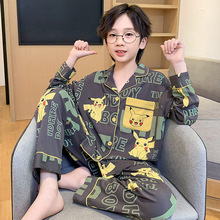 儿童纯棉睡衣男童春秋季薄款长袖套装小男孩中大童卡通宝宝家居服