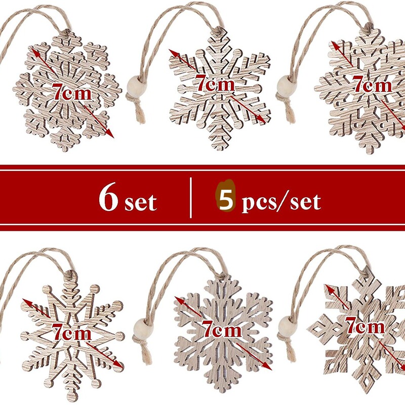 クロスボーダー热い贩売のクリスマスの雪の木片のペンダントdiy落书きの木の装饰のカットのペンダントの六宫の格の30枚|undefined