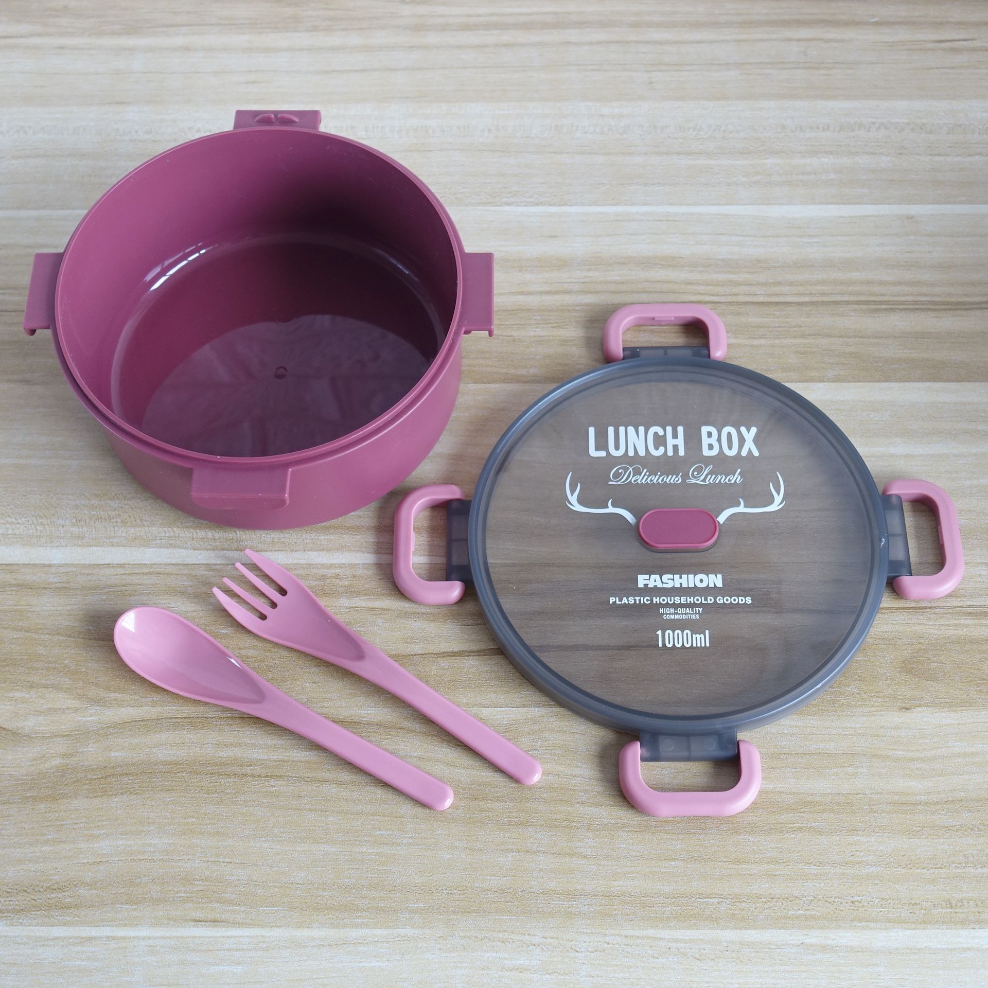 Caja de almuerzo redonda dividida al aire libre caja de almuerzo de plástico portátil caja de ensalada de frutas caja de almuerzo de microondas trabajador de oficina adulto