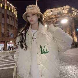 刺绣棉服女2022冬季外套宽松情侣棒球服字母加厚显瘦棉衣外套女潮