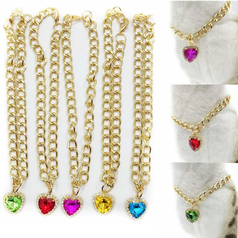 2022 Новый Pet Cat Love Ожерелье Тедди Собака Алюминиевая Цепочка Аксессуары Синий Океан Сердце Кошка Кулон Ошейник