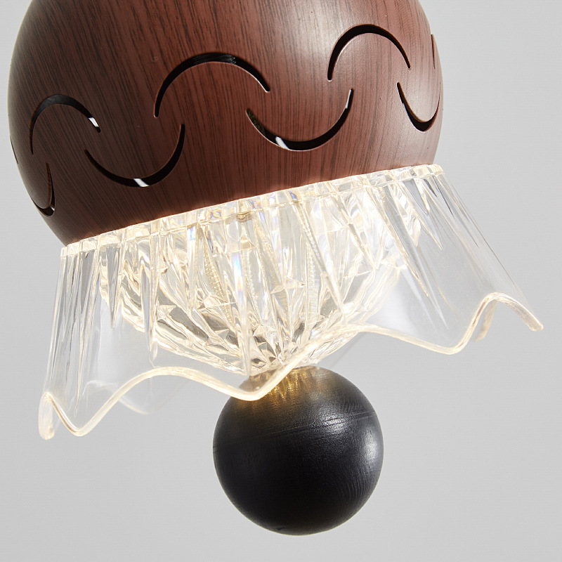 [Seleccionado cuidadosamente] Candelabro pequeño junto a la cama, nuevo candelabro de barra de hotel medieval chino, lámpara de grano de madera de nogal de viento silencioso