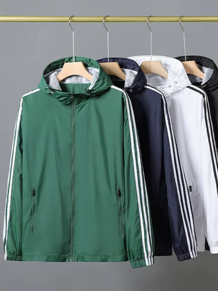 Spring and Autumn Sports Windbreaker Jacket for Men and Women, Three-Stripe Jacket with Mesh Lining, Cultural Advertising Clothing, Can Print Logo