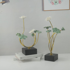 Lotus leaf lotus ornaments light luxury entrance hall office bookcase modern living room TV cabinet wine cabinet home soft furnishings