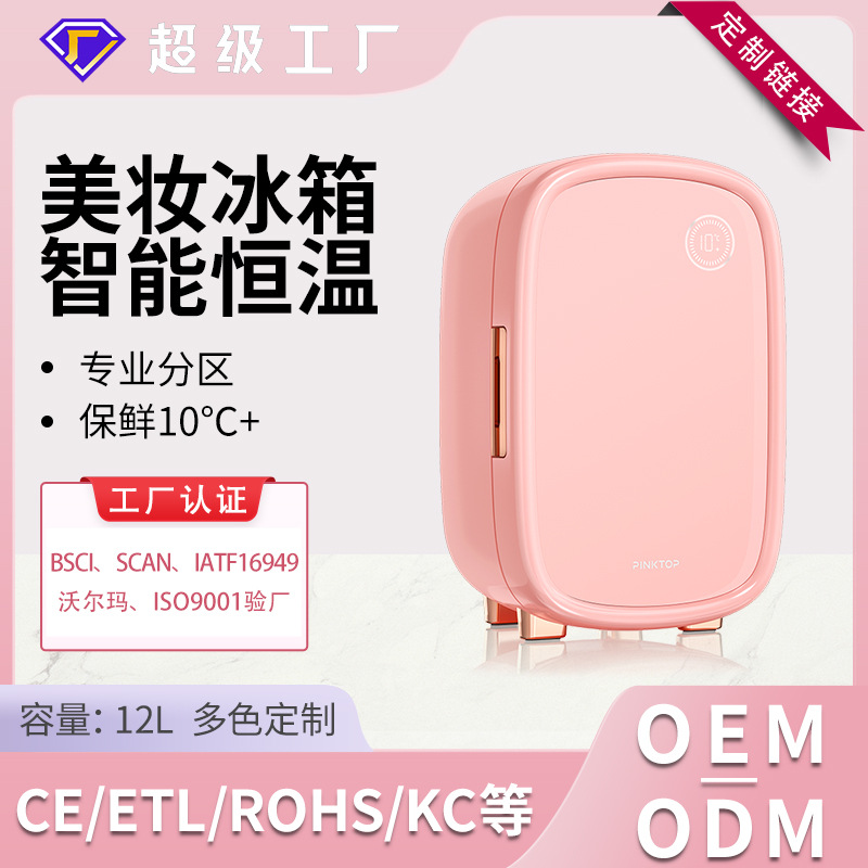 Procesamiento personalizado de aluminio retrógrado refrigerador cosmético mini portátil de 12L caja de almacenamiento de dormitorio personalizada