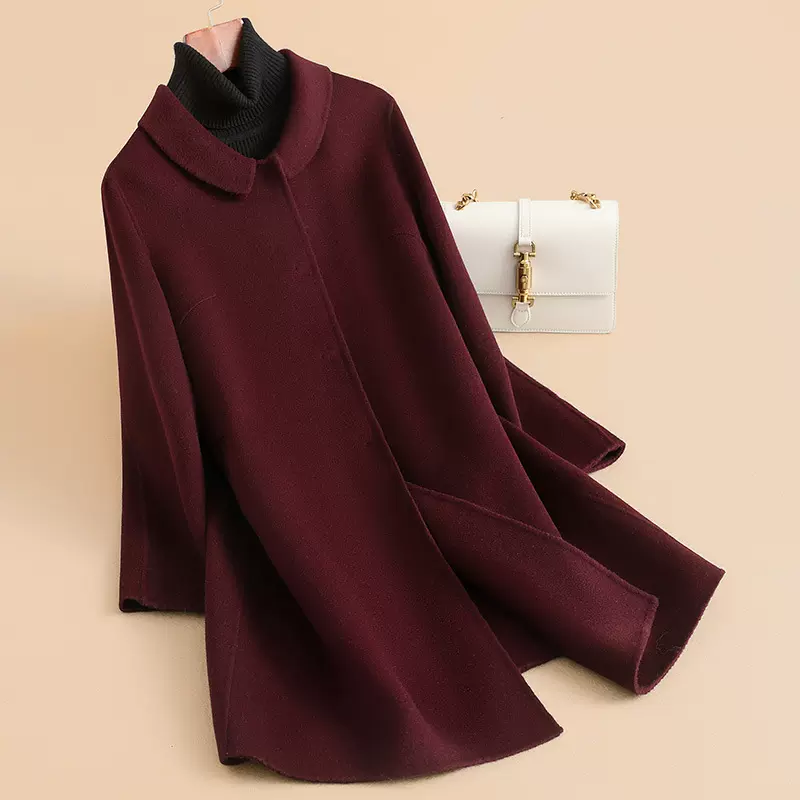 2025年秋季新款羊毛双面呢羊毛大码女装妈妈装中老年外套批发