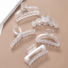 大号透明抓夹方块五圆飘带发夹女后脑勺鲨鱼饰品手工diy配件1发根