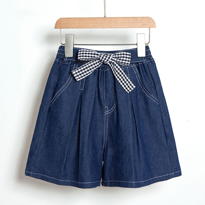 Children's denim shorts summer thin style cool outerwear for girls and boys, medium and large children summer clothing street style loose casual pants trendy