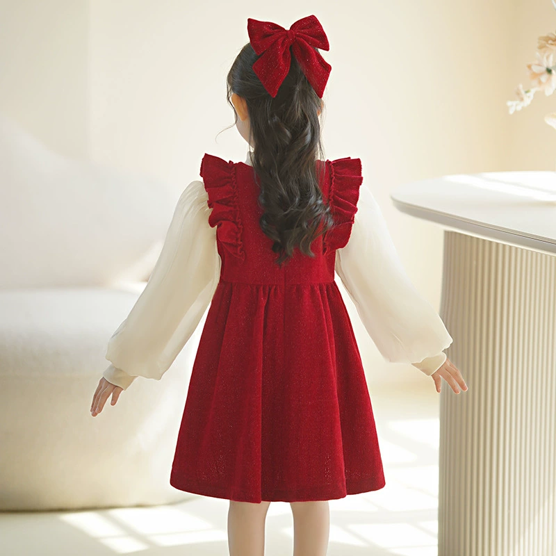 Кариса Dress, зимний флис набор, полупрозрачная юбка Demi-сезона, детский маленький принцесс костюм, увеличенная толщина