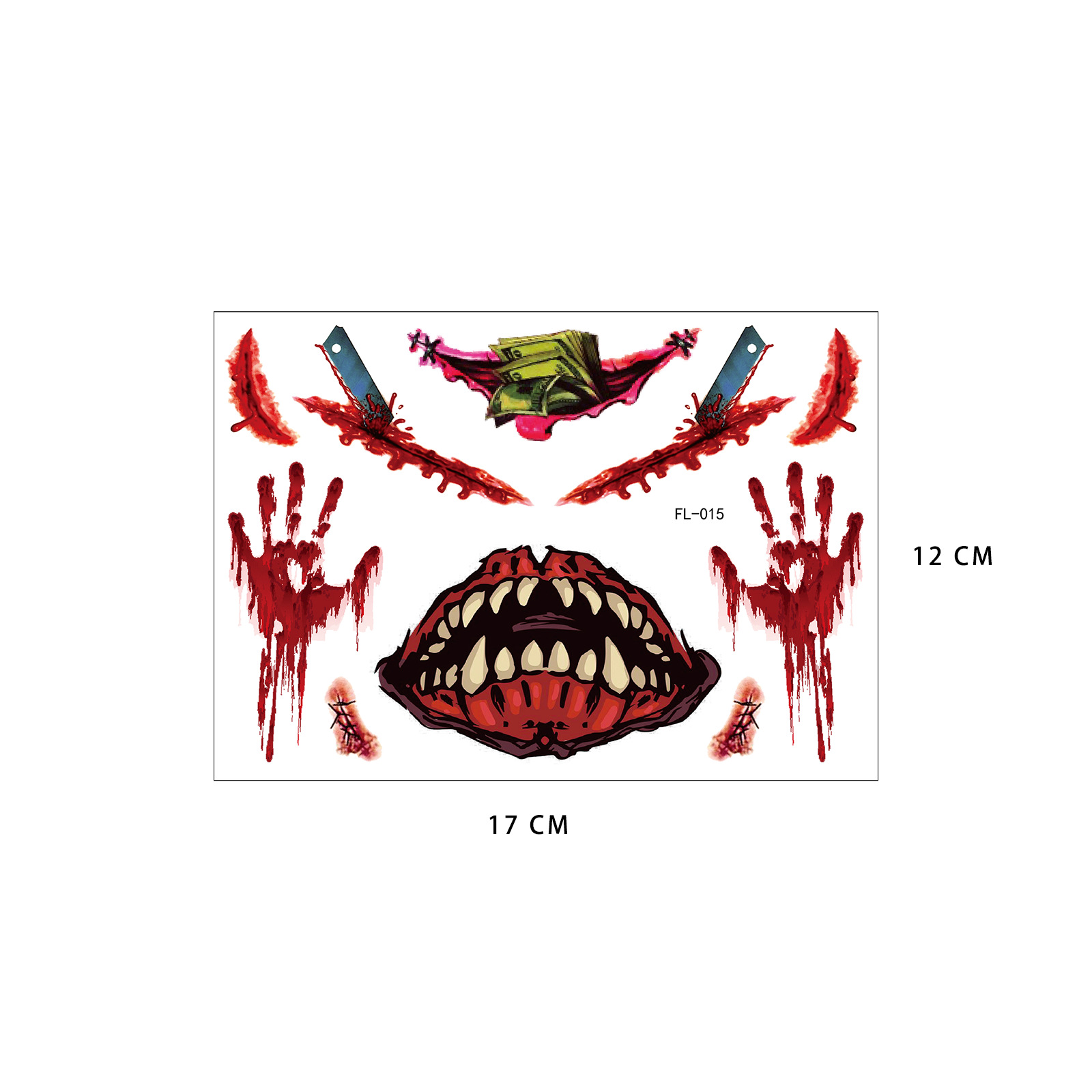 Tatuajes Temporales Faciales de Halloween de Papel de Transferencia para Mascaradas