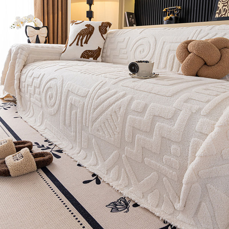 Otoño y invierno toalla de sofá gruesa, almohadilla de sofá de color sólido, toalla de sofá antideslizante y resistente al desgaste, toalla de sofá antideslizante, invierno grueso