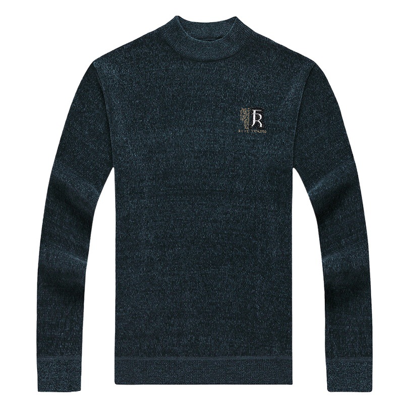 Suéter de los hombres de invierno Nuevo engrosamiento cálido camisa de fondo medio cuello alto de lana forrada chenille suéter de los hombres de entrega