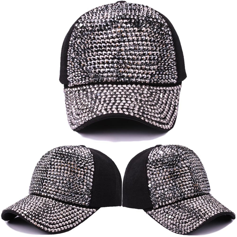 Femmes Sucré Couleur Unie Strass Avant-toit Incurvé Casquette De Baseball display picture 3