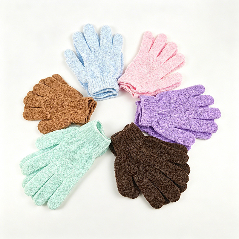 Direct from the manufacturer: Double-sided bath gloves, five-finger bath towel, essential tool for exfoliating and scrubbing the back, available for wholesale