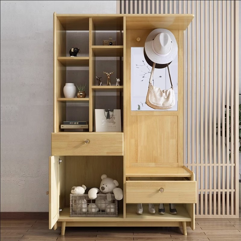 Nordic solid wood entryway cabinet, wall-mounted hallway cabinet, shoe cabinet, cloakroom cabinet, integrated storage cabinet for home, hallway cabinet