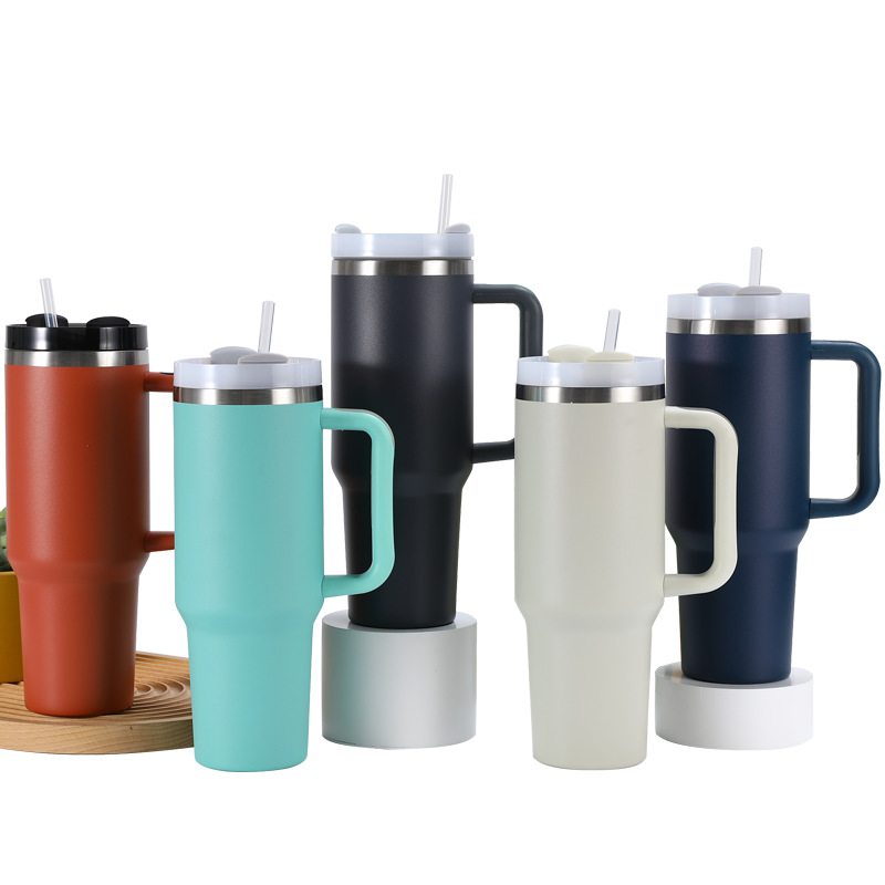 Transfronterizo en stock 40Oz Coche Taza de gran capacidad de doble capa de acero inoxidable mango Taza portátil al aire libre taza de vacío del coche