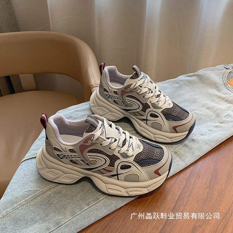 New Trendy Thick-Soled Dad Shoes for Women, New Spring and Autumn Mesh Versatile Casual Sneakers in Blue