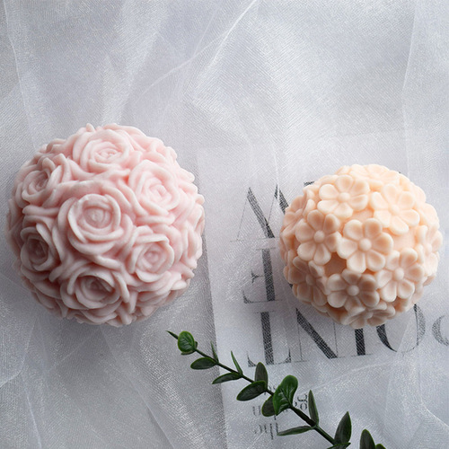 Renshan flower ball candle mold 3D three-dimensional chrysanthemum ball rose ball aromatherapy candle plaster ornament silicone mold
