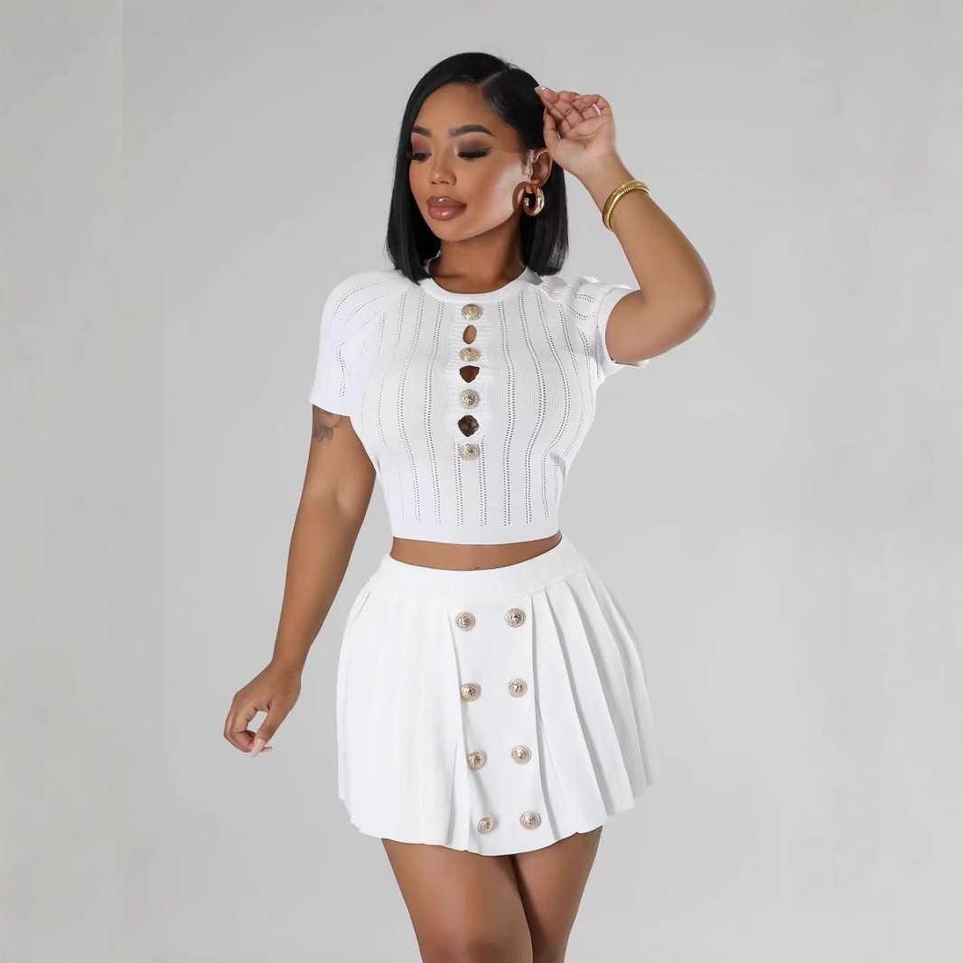 Damen Kurzarm Strickoberteil Slim Fit Basic Streetwear Top_voghion.com