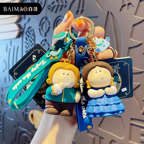 Genuine Cartoon Moon and Half Artist Princess Gurley Keychain Exquisite Epoxy Doll Keychain Couple Bag Pendant