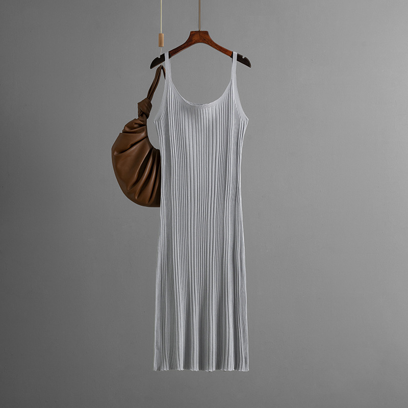 Sexy Slim Fit Slimming Waist Trimming Knitted Dress Summer Simple Solid Color Cami Dress 8 Sexy Slim Fit Slimming Waist Trimming Knitted Dress Summer Simple Solid Color Cami Dress