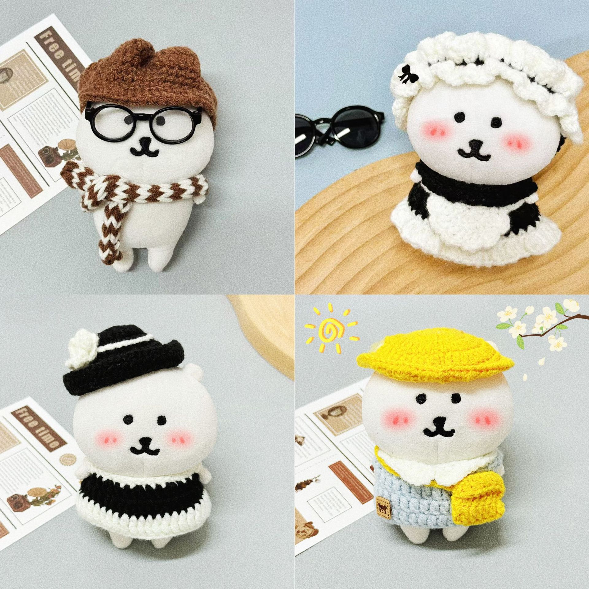 [without baby] self-deprecating bear doll clothes good-looking cute hat scarf cotton doll accessories decorations headgear