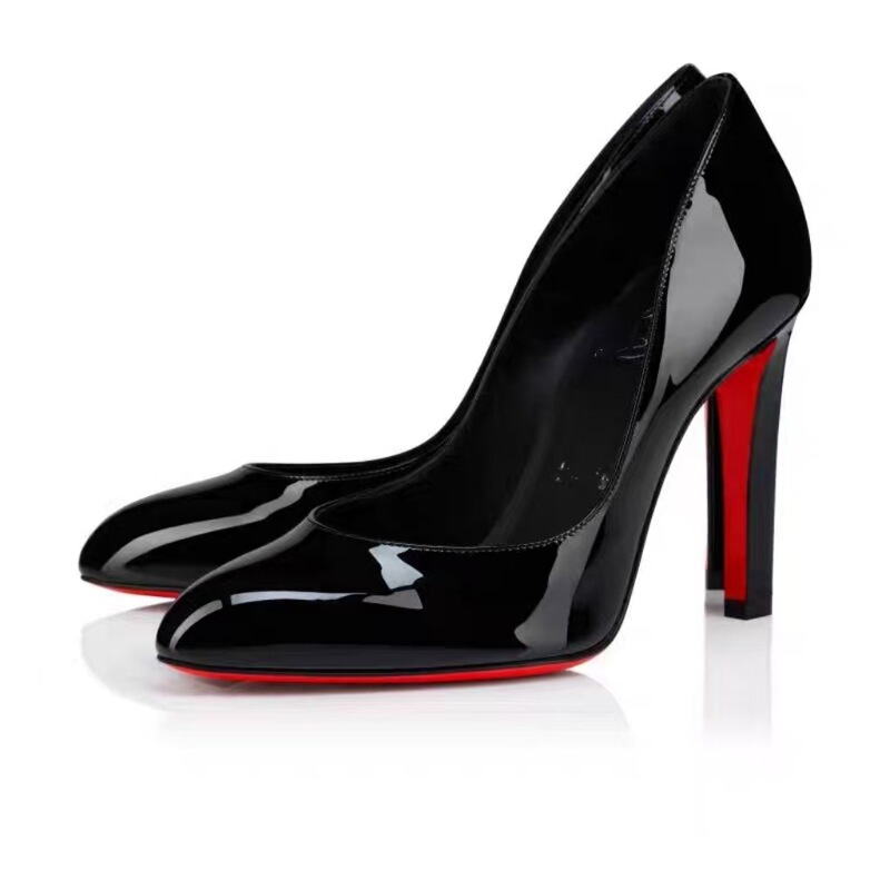New Style Black Leather High Heels with Red Soles, Fashionable and Versatile, Sexy Pointed Toe Shallow Mouth Stiletto Shoes for Cross-Border Trade New Style Black Leather High Heels with Red Soles, Fashionable and Versatile, Sexy Pointed Toe Shallow Mouth Stiletto Shoes for Cross-Border Trade