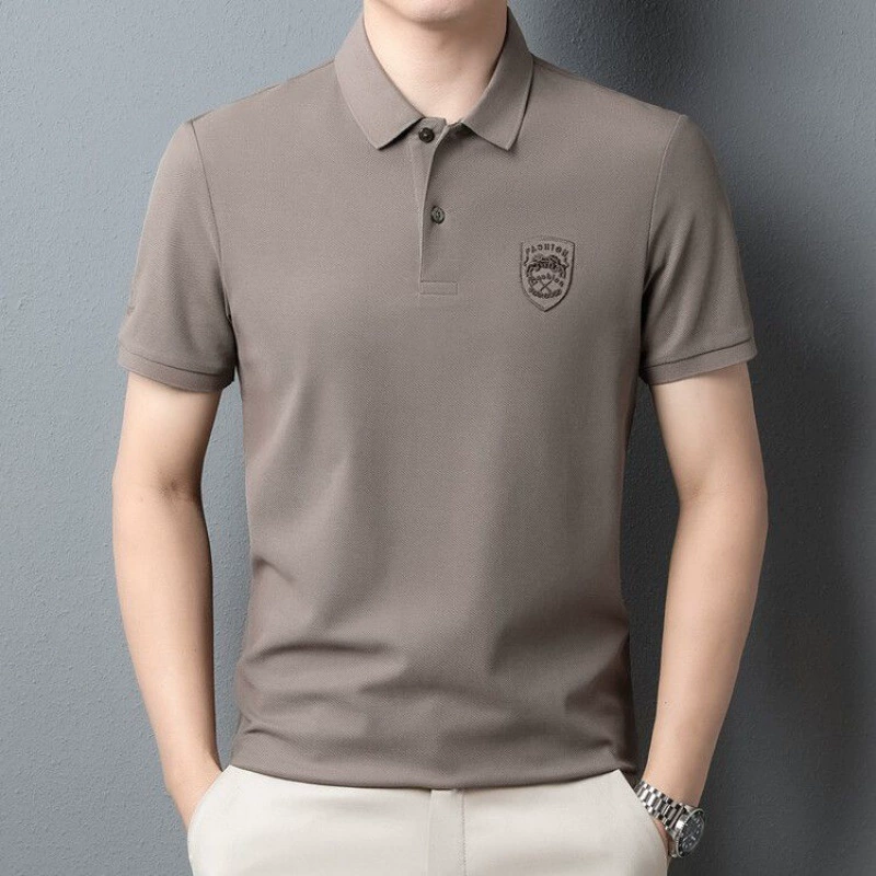Breathable summer polo, solid short sleeve T-shirt