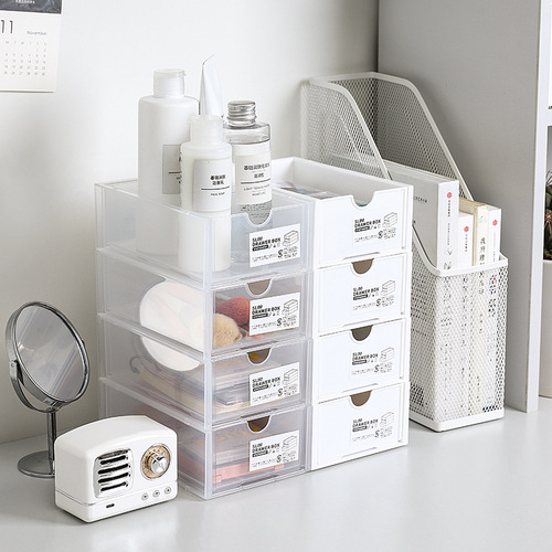 Desktop storage box drawer-type stackable storage box transparent plastic miscellaneous stationery box cosmetics organization box