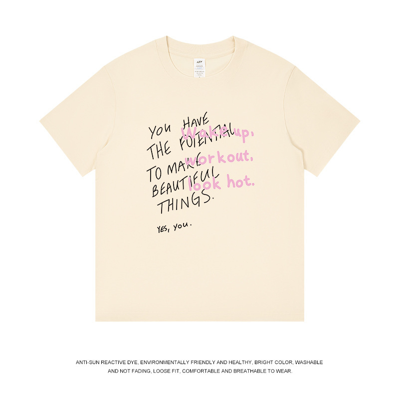 メンズストリートファッションレタープリントTシャツ半袖メンズラウンドネックニッチデザイントレンドTシャツカジュアルで万能なトップス|undefined
