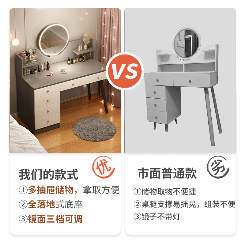 Tocador simple pequeño apartamento dormitorio escritorio pecho de cajones integrado luz lujo Internet celebridad ins estilo gabinete mesita cosmética