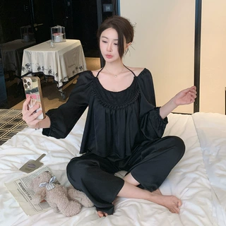 源头厂货2026春季新款冰丝睡衣女抖音时尚卡通网红时装家居服套装