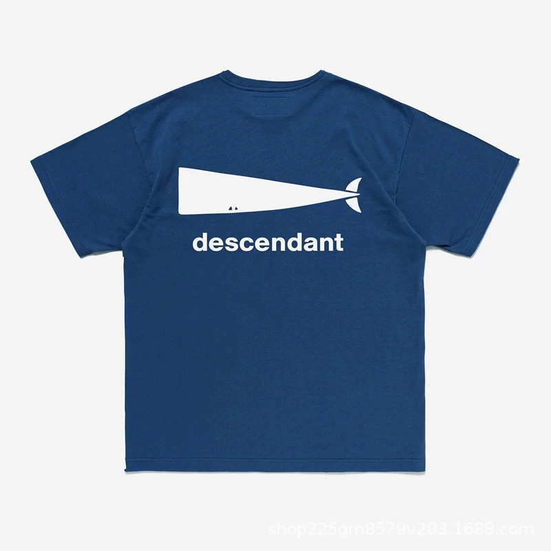 DESCENDANT DCDT CETUS Toru Nishiyama Японский тренд большой кит назад принтованный повседневный свободный футболка