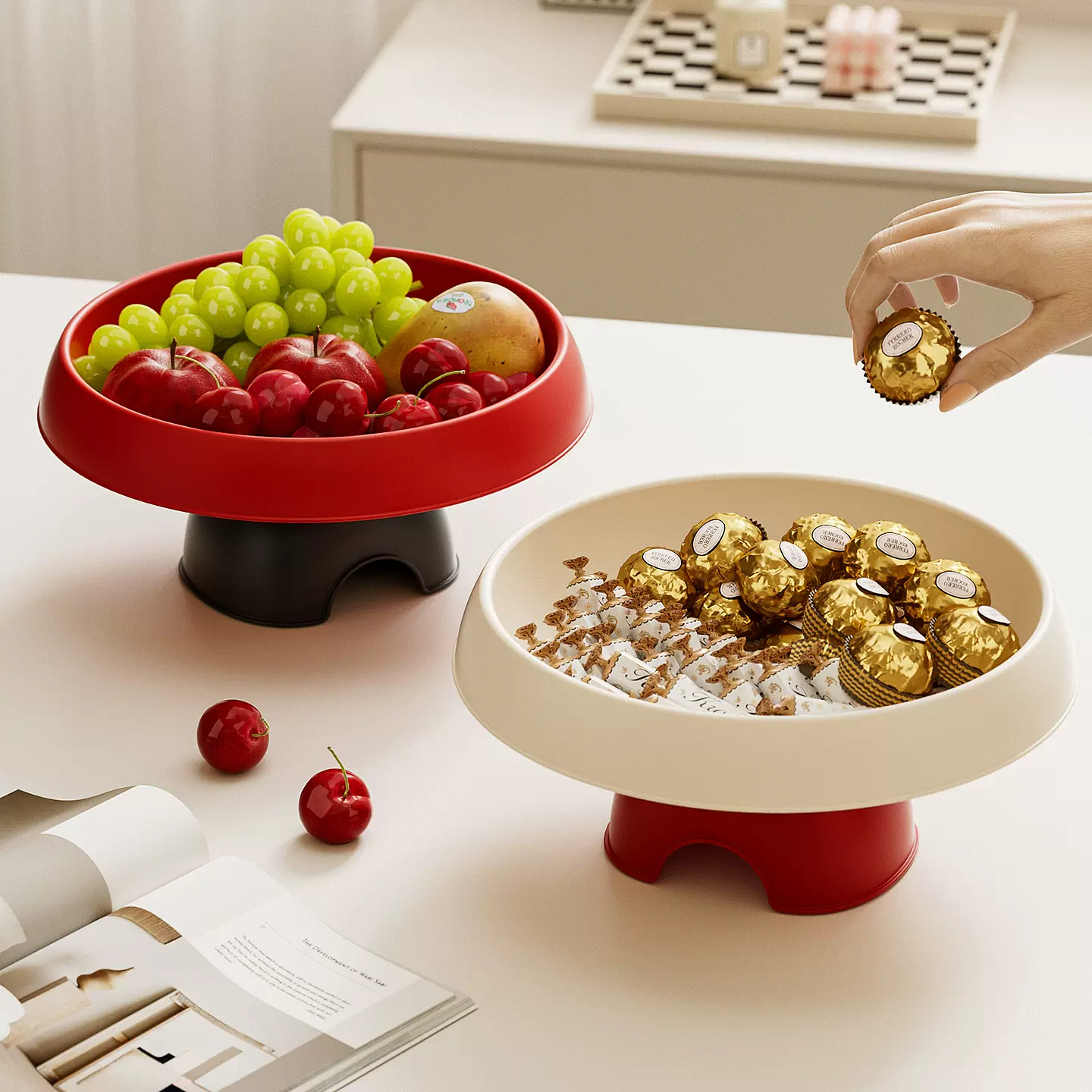 果盘高级感轻奢水果盘高颜值客厅茶几家用瓜子零食干果盘糖果盒