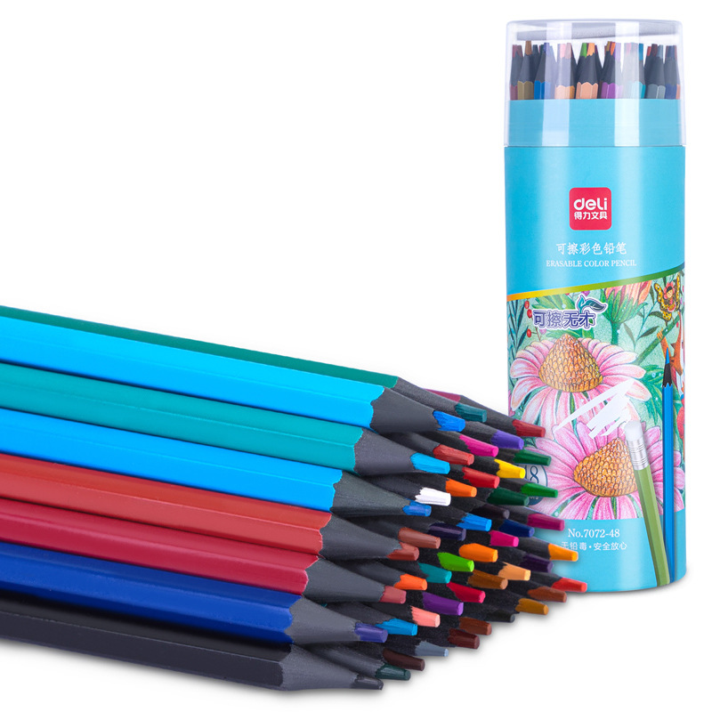Deli 7072 borrable color plomo estudiante pintura color pluma traje niños color lápiz 12 color 24 color 36 color 48 color