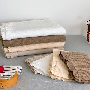 Korean Style Minimalist Aesthetic Double-sided Cotton Quilted Cotton Lace Bed Cover Three-piece Set Skin-friendly Breathable Kang Cover Tatami