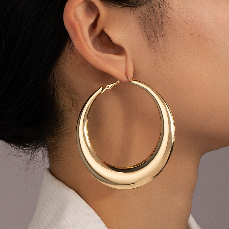 Wholesale European and American new fashion exaggerated high sense circle earrings Japanese and Korean simple temperament trend cold wind earrings