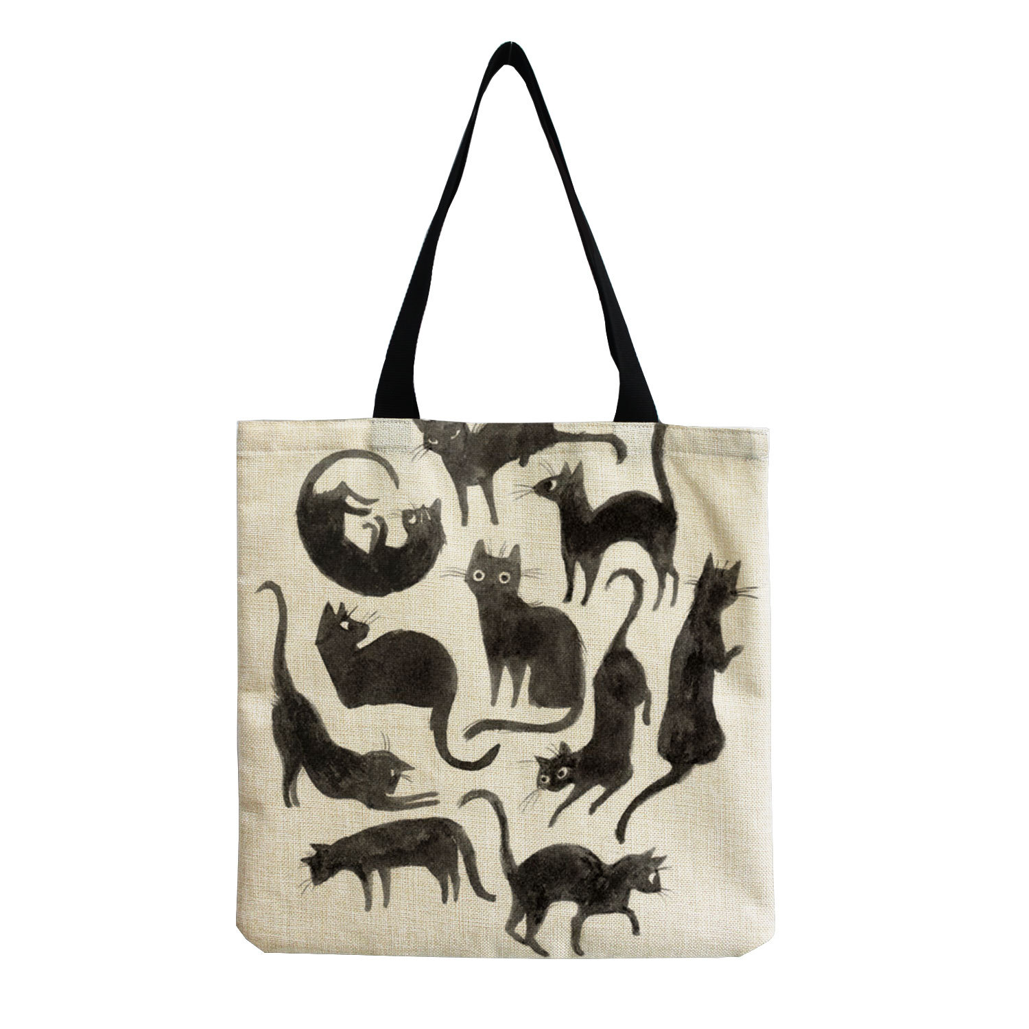 Women's Cute Cat Linen Shopping Bags display picture 6
