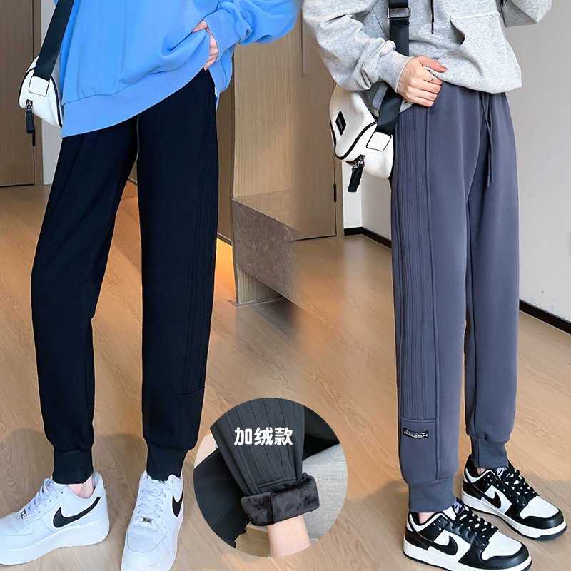 (2개) 키가 큰 긴 스포츠 바지 여성의 가을과 겨울 2024 새로운 기모 캐주얼 바지 170CM 두꺼운 발가락 바지
