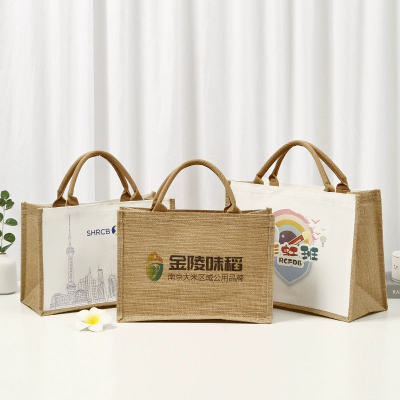Мешок на заказ DIY торговый подарочный пакет оптом цветная печать LOGO на одно плечо джут льняная сумка на заказ
