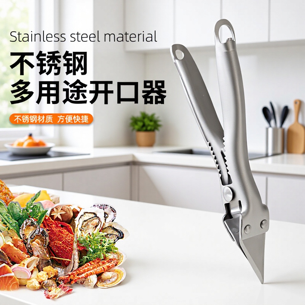 榴莲开口器 开榴莲神器核桃夹子不锈钢生蚝开壳器 海鲜工具现货