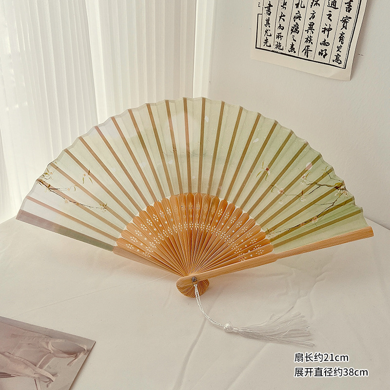 Abanico Plegable Chino Tradicional de Seda y Madera, Plegable y Portátil, para Fotografía Hanfu image 11